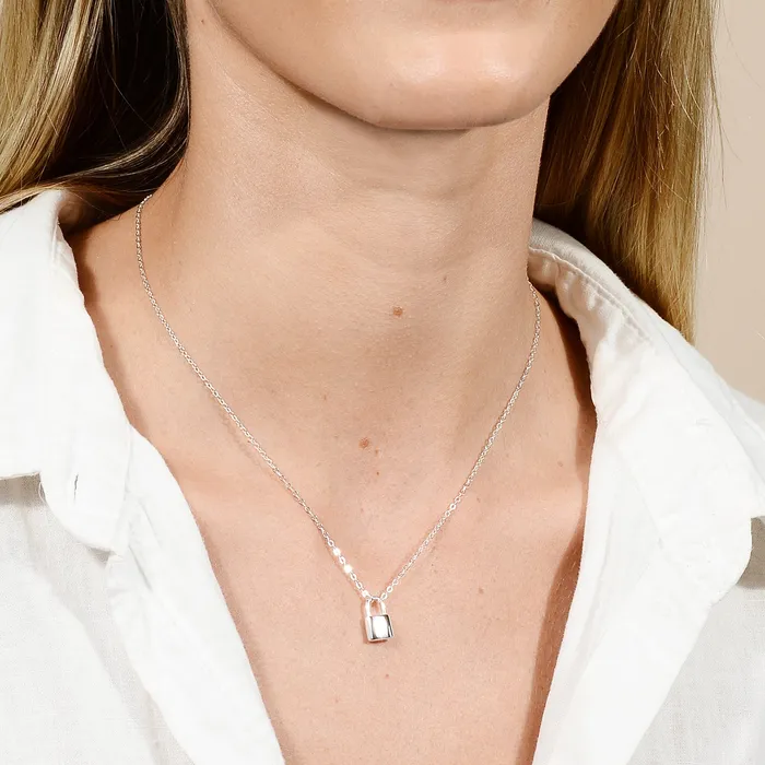 Camile Stone Necklaces Padlock Initial Letter Necklace Camile Stone Necklaces Padlock Initial Letter Necklace