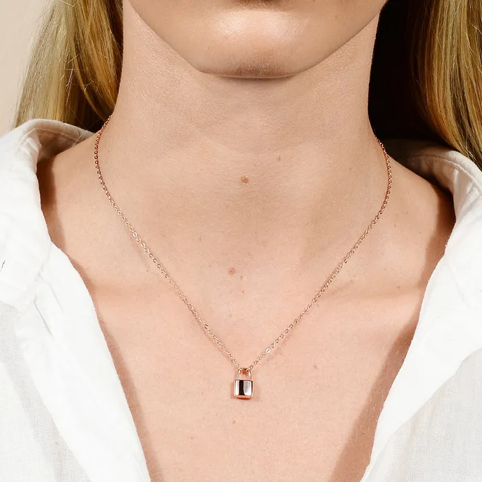 Camile Stone Necklaces Padlock Initial Letter Necklace Camile Stone Necklaces Padlock Initial Letter Necklace