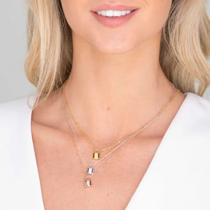 Camile Stone Necklaces Padlock Initial Letter Necklace Camile Stone Necklaces Padlock Initial Letter Necklace