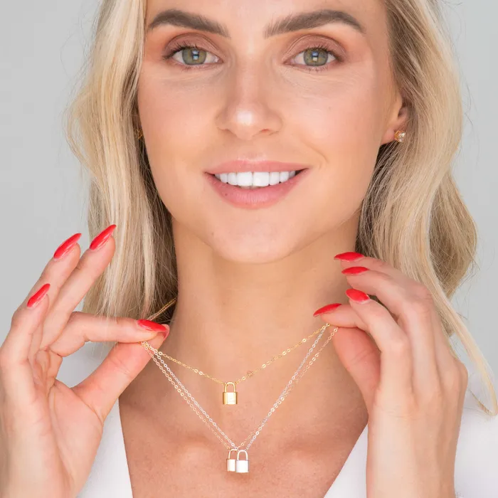 Camile Stone Necklaces Padlock Initial Letter Necklace Camile Stone Necklaces Padlock Initial Letter Necklace