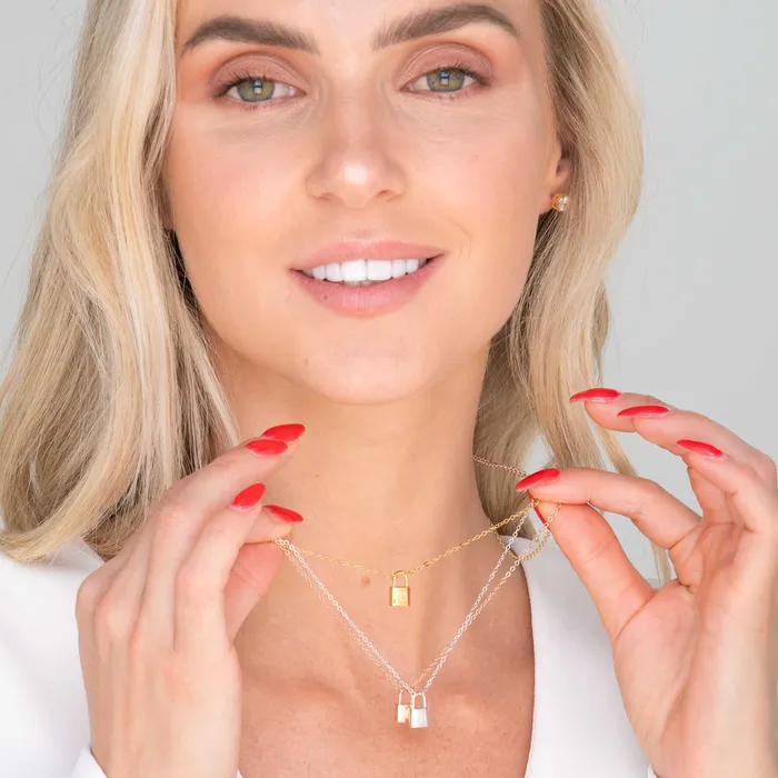 Camile Stone Necklaces Padlock Initial Letter Necklace Camile Stone Necklaces Padlock Initial Letter Necklace