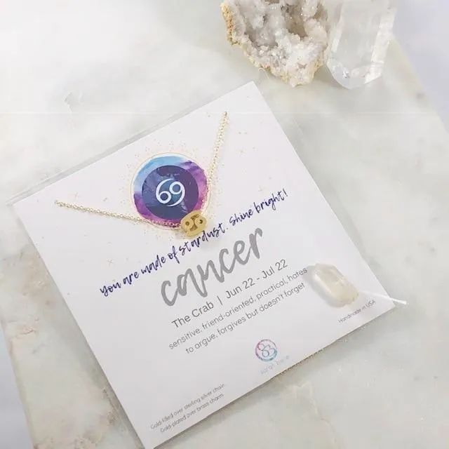 Cancer Charm Necklace with Crystal Sarah Belle Necklaces