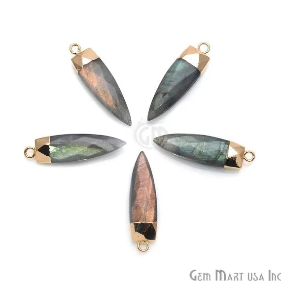 Charm Necklaces GemMartUSA Labradorite 30x8mm Triangle Shape Single Bail Gold Plated Gemstone Connector Charm Charm Necklaces GemMartUSA Labradorite 30x8mm Triangle Shape Single Bail Gold Plated Gemstone Connector Charm