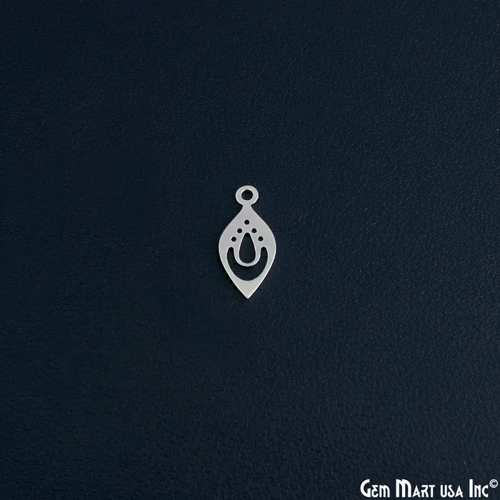 Charm Necklaces GemMartUSA Pear Shape Laser Finding Silver Plated 214x98mm Charm For Bracelets Pendants Charm Necklaces GemMartUSA Pear Shape Laser Finding Silver Plated 214x98mm Charm For Bracelets Pendants