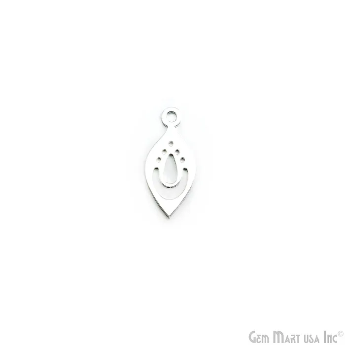 Charm Necklaces GemMartUSA Pear Shape Laser Finding Silver Plated 214x98mm Charm For Bracelets Pendants