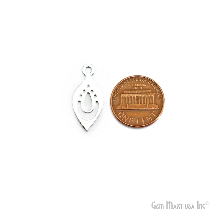Charm Necklaces GemMartUSA Pear Shape Laser Finding Silver Plated 214x98mm Charm For Bracelets Pendants