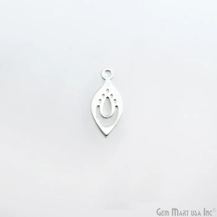 Charm Necklaces GemMartUSA Pear Shape Laser Finding Silver Plated 214x98mm Charm For Bracelets Pendants