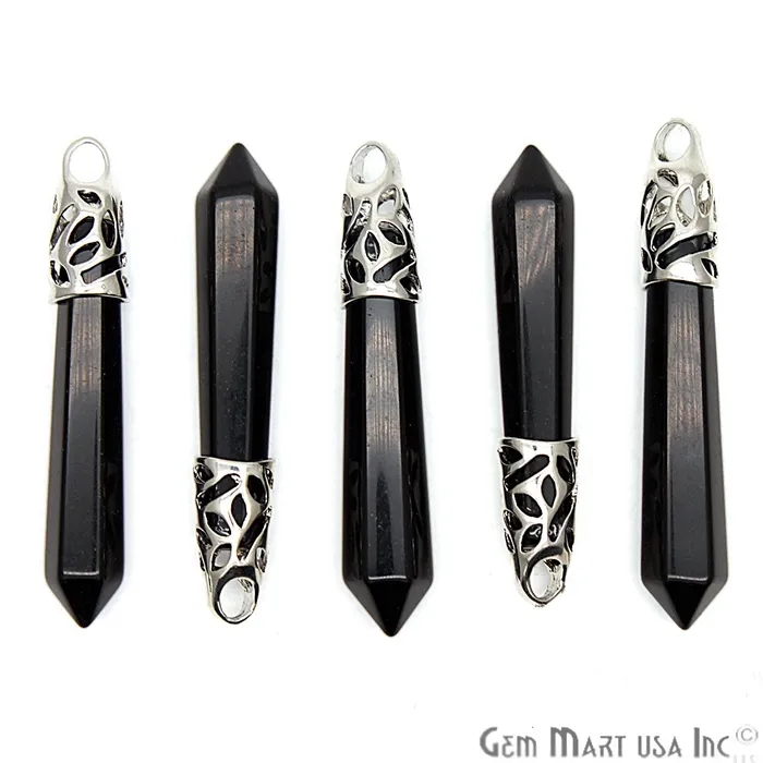 Charm Necklaces GemmartUSA Pencil Silver Plated Ornate Connector Charm 1pc