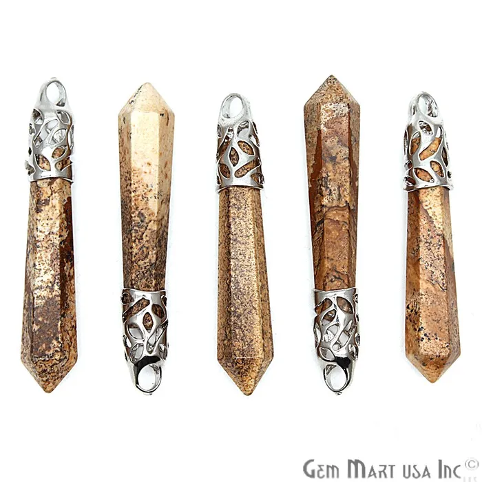 Charm Necklaces GemmartUSA Pencil Silver Plated Ornate Connector Charm 1pc