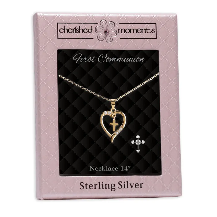 Cherished Moments Necklaces Girls First Communion GoldPlated Dancing Cross Heart Necklace Cherished Moments Necklaces Girls First Communion GoldPlated Dancing Cross Heart Necklace