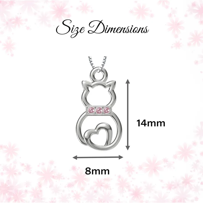Cherished Moments Necklaces Little Girls Sterling Silver Pink Cat Necklace for Kids
