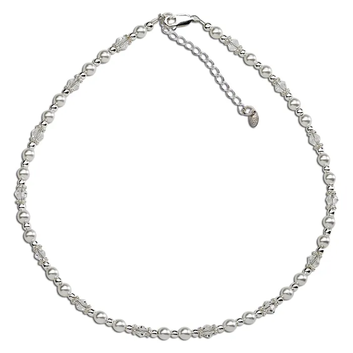 Cherished Moments Necklaces Sterling Silver Girls Pearl and Crystal Necklace