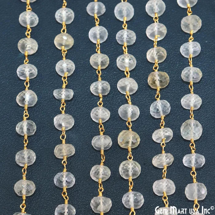 Citrine Faceted Beads 78mm Gold Plated Wire Wrapped Rondelle Rosary Chain GemMartUSA PreStyled Sets Citrine Faceted Beads 78mm Gold Plated Wire Wrapped Rondelle Rosary Chain GemMartUSA PreStyled Sets