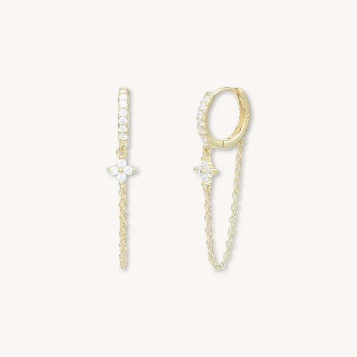 Clover Sapphire Dangling Huggie Earrings Camile Stone Earrings