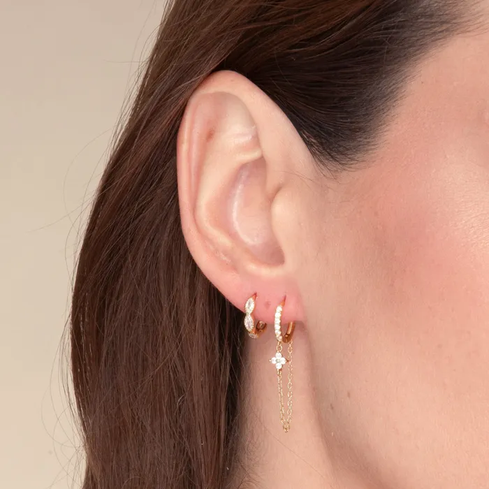 Clover Sapphire Dangling Huggie Earrings Camile Stone Earrings Clover Sapphire Dangling Huggie Earrings Camile Stone Earrings