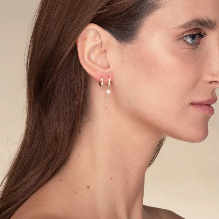 Clover Sapphire Dangling Huggie Earrings Camile Stone Earrings Clover Sapphire Dangling Huggie Earrings Camile Stone Earrings
