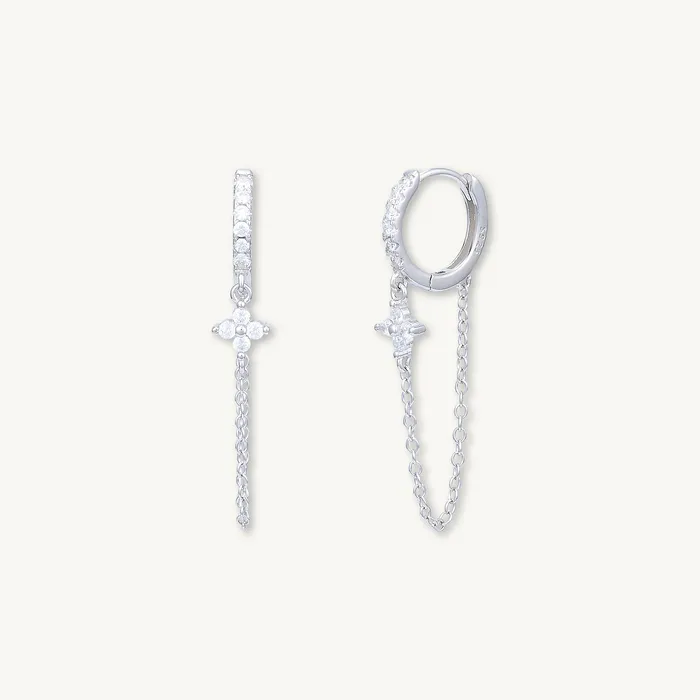 Clover Sapphire Dangling Huggie Earrings Camile Stone Earrings Clover Sapphire Dangling Huggie Earrings Camile Stone Earrings