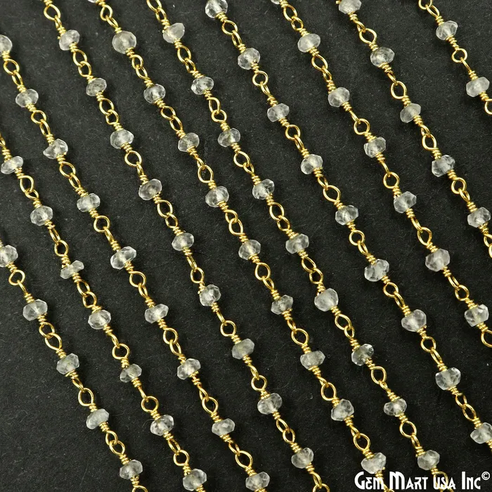 Crystal 335mm Gold Plated Wire Wrapped Beads Rosary Chain GemMartUSA PreStyled Sets