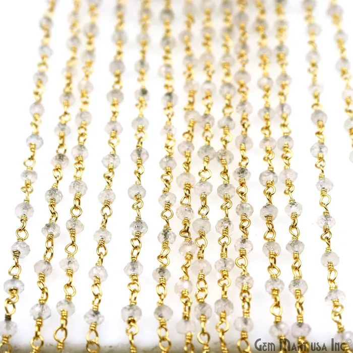 Crystal 335mm Gold Plated Wire Wrapped Beads Rosary Chain GemMartUSA PreStyled Sets