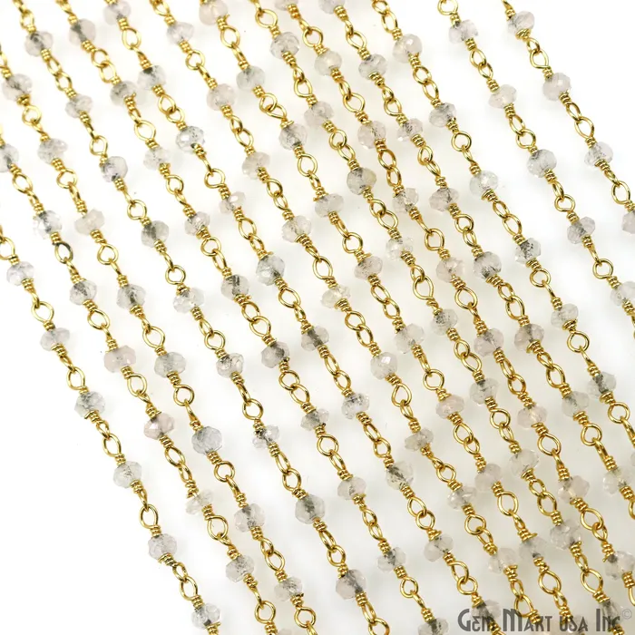 Crystal 335mm Gold Plated Wire Wrapped Beads Rosary Chain GemMartUSA PreStyled Sets