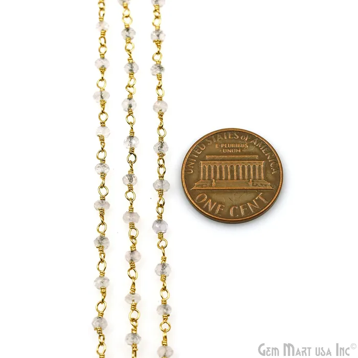 Crystal 335mm Gold Plated Wire Wrapped Beads Rosary Chain GemMartUSA PreStyled Sets