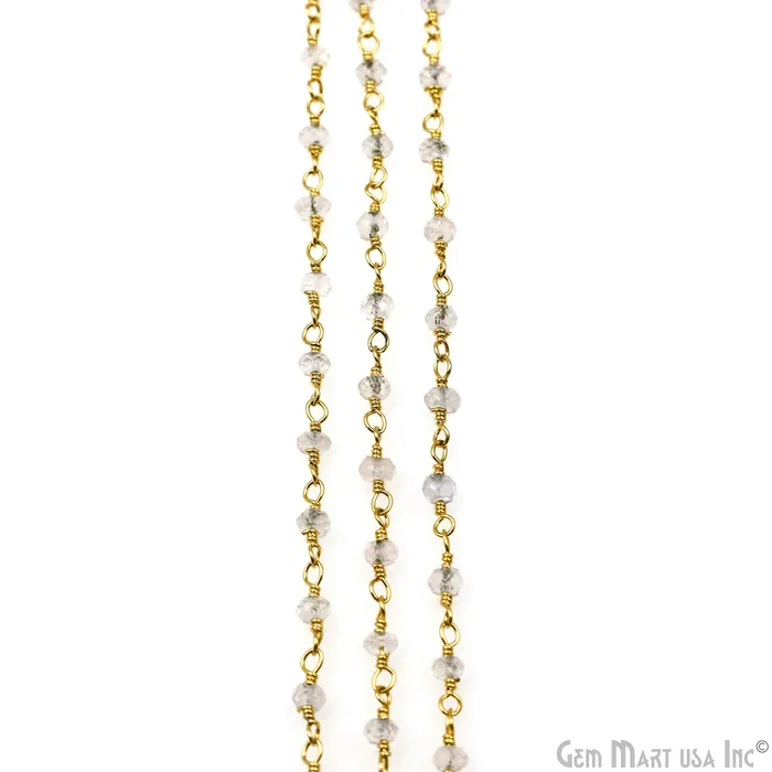 Crystal 335mm Gold Plated Wire Wrapped Beads Rosary Chain GemMartUSA PreStyled Sets
