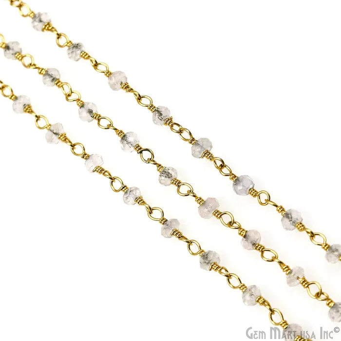 Crystal 335mm Gold Plated Wire Wrapped Beads Rosary Chain GemMartUSA PreStyled Sets