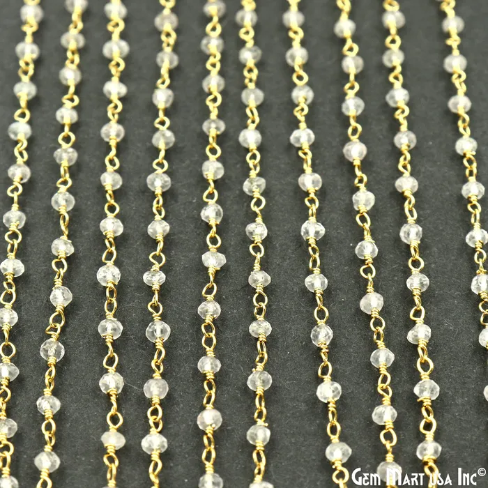 Crystal 335mm Gold Plated Wire Wrapped Beads Rosary Chain GemMartUSA PreStyled Sets