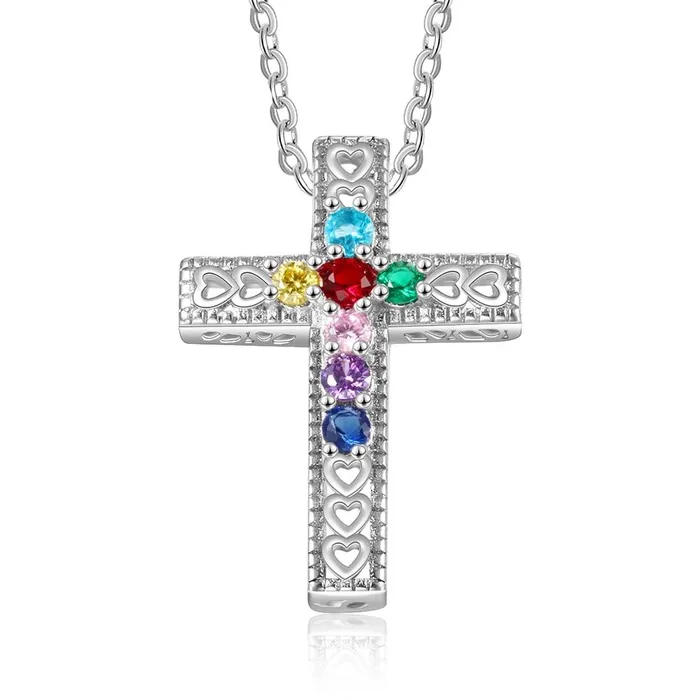 customjewelryan Necklaces Personalized Necklace Pendants Jewelry Seven Custom Birthstones Holy Cross Shape Pendants Christmas Gift customjewelryan Necklaces Personalized Necklace Pendants Jewelry Seven Custom Birthstones Holy Cross Shape Pendants Christmas Gift