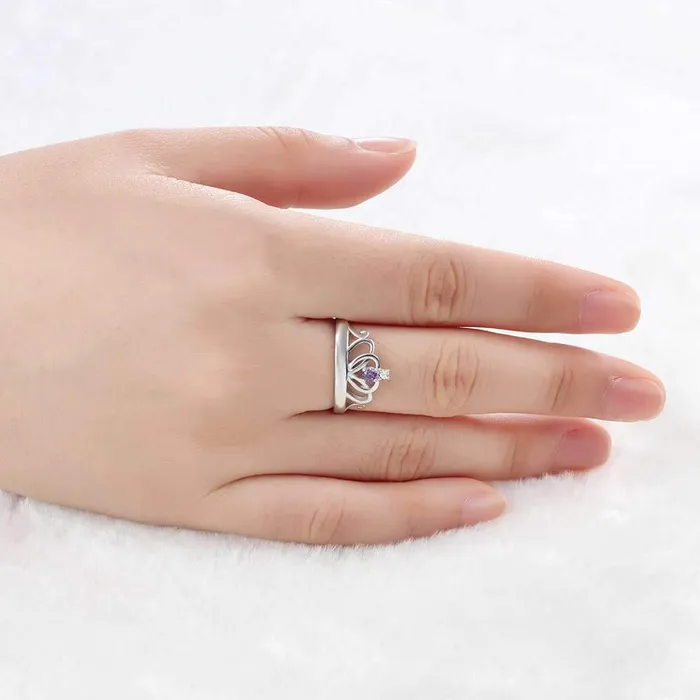 customjewelryan Personalized 925 Sterling Silver Classic Crown Rings for Women Yolanda Anniversary Jewelry Gifts Engraved Name Party Rings Custom Birthstone Necklaces