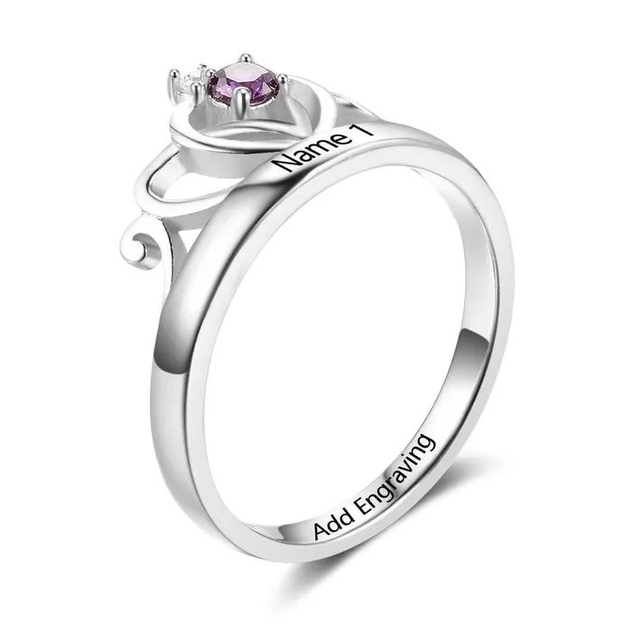 customjewelryan Personalized 925 Sterling Silver Classic Crown Rings for Women Yolanda Anniversary Jewelry Gifts Engraved Name Party Rings Custom Birthstone Necklaces