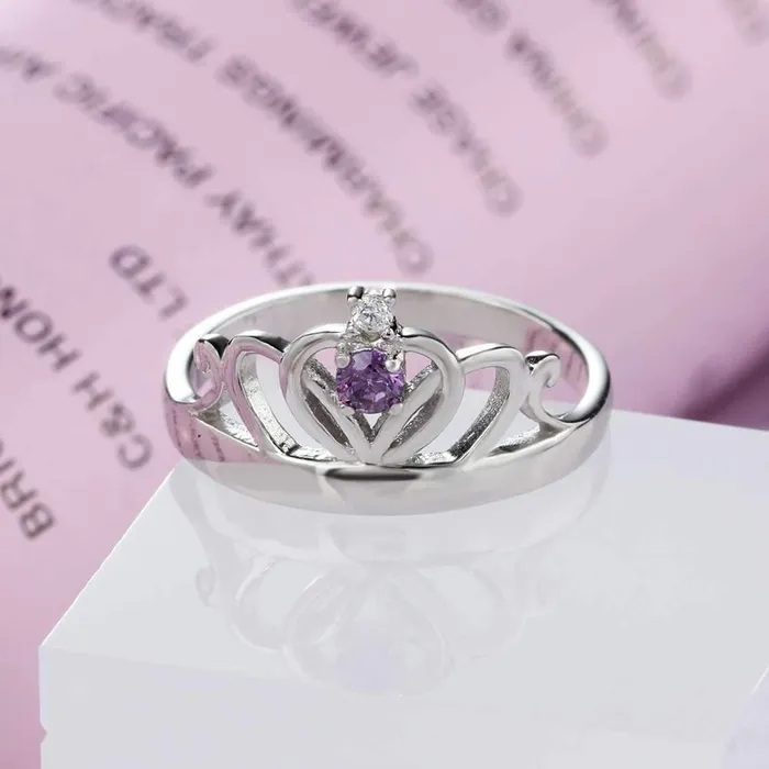 customjewelryan Personalized 925 Sterling Silver Classic Crown Rings for Women Yolanda Anniversary Jewelry Gifts Engraved Name Party Rings Custom Birthstone Necklaces