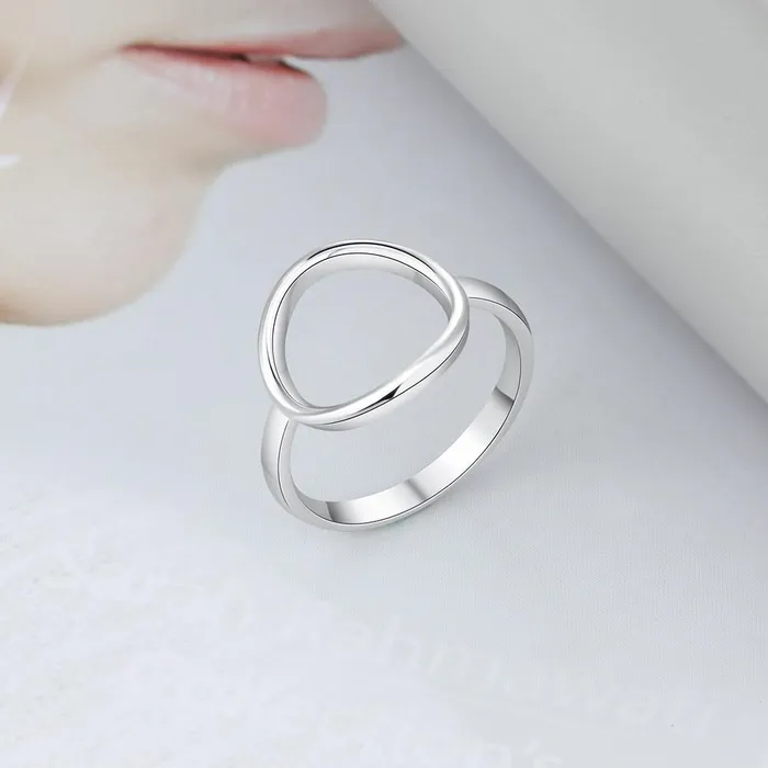 customjewelryan Rings 925 Sterling Silver Simple Style Hollow Round Rings for Women Trendy Minimalist Jewelry