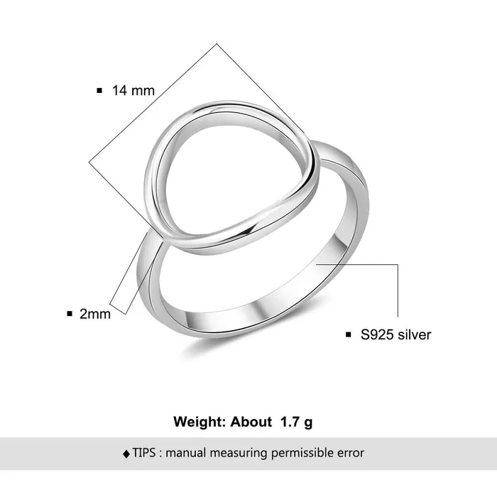 customjewelryan Rings 925 Sterling Silver Simple Style Hollow Round Rings for Women Trendy Minimalist Jewelry