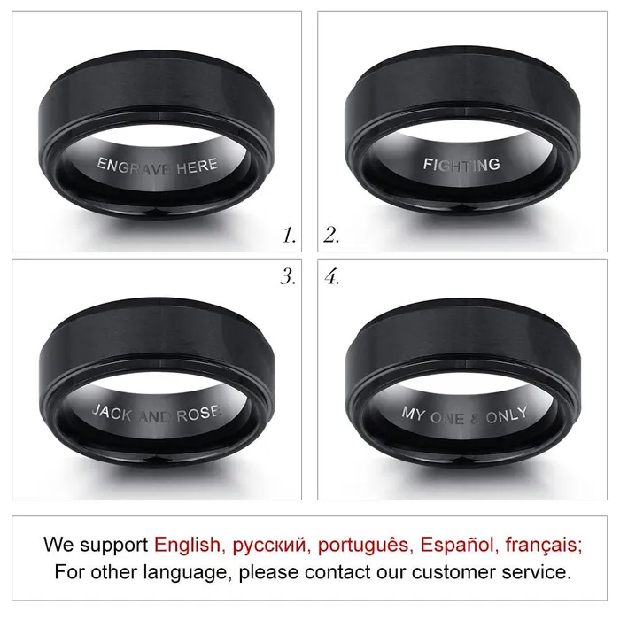 customjewelryan Rings Personalized Stainless Steel Name Engraved Ring Fashion Jewelry Gift for Men