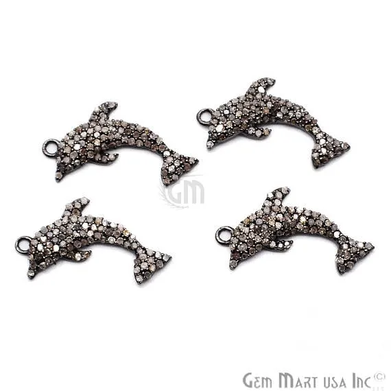 CZ Pave Dolphin Fish Diamond Charm Pendant Sterling Silver Necklace Charm Pendant GemmartUSA Necklaces CZ Pave Dolphin Fish Diamond Charm Pendant Sterling Silver Necklace Charm Pendant GemmartUSA Necklaces
