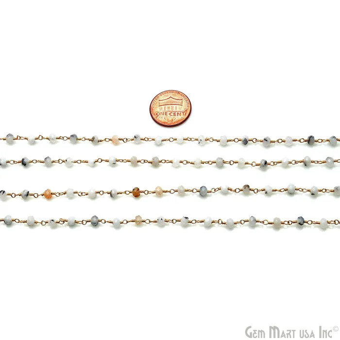 Dendorite Opal Jade 4mm Faceted Beads Gold Wire Wrapped Rosary GemMartUSA PreStyled Sets Dendorite Opal Jade 4mm Faceted Beads Gold Wire Wrapped Rosary GemMartUSA PreStyled Sets