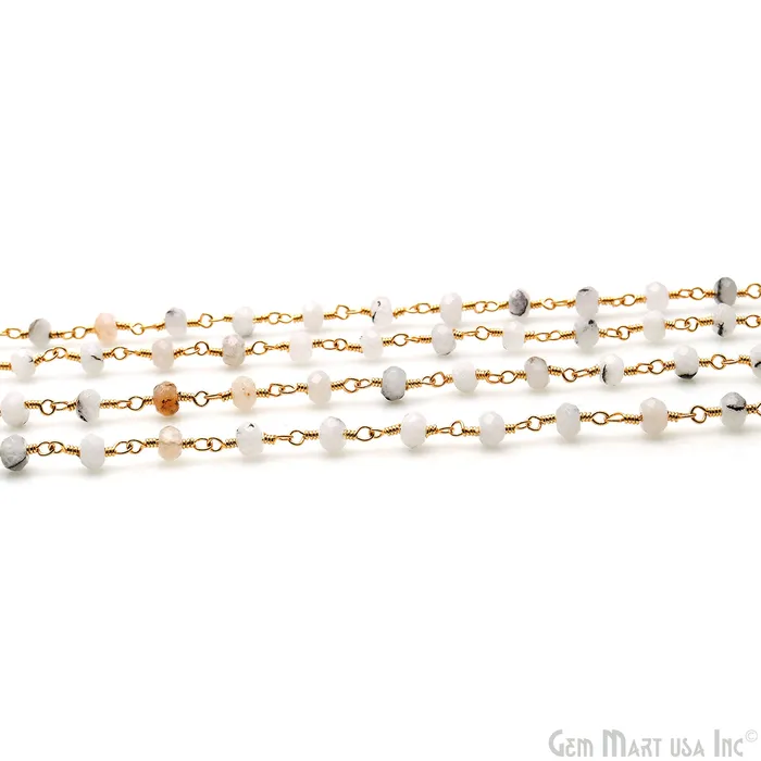 Dendorite Opal Jade 4mm Faceted Beads Gold Wire Wrapped Rosary GemMartUSA PreStyled Sets Dendorite Opal Jade 4mm Faceted Beads Gold Wire Wrapped Rosary GemMartUSA PreStyled Sets
