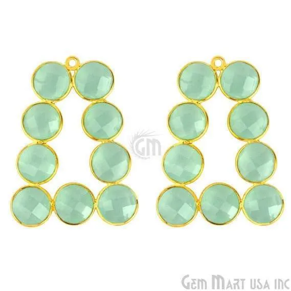 DIY 36x27mm Gold Plated Bezel Gemstone Jewelry For Earring 1PC GemMartUSA Earrings