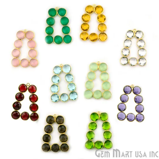 DIY 36x27mm Gold Plated Bezel Gemstone Jewelry For Earring 1PC GemMartUSA Earrings