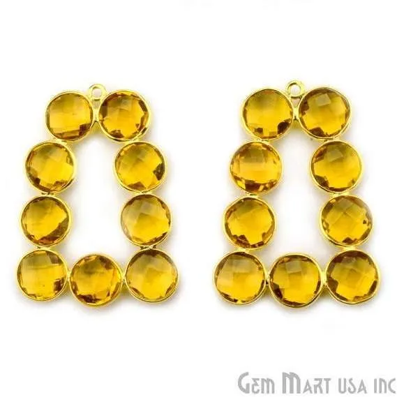 DIY 36x27mm Gold Plated Bezel Gemstone Jewelry For Earring 1PC GemMartUSA Earrings