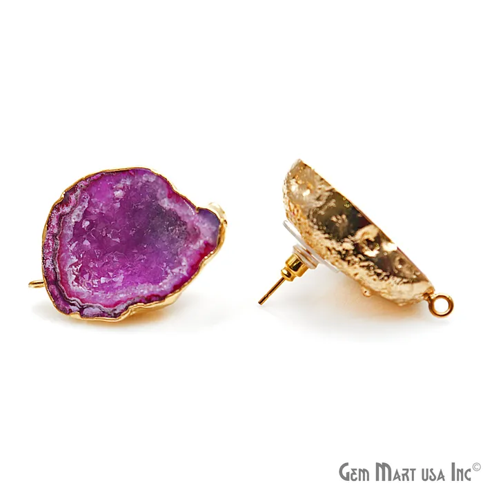 DIY Agate Slice Geode Druzy 33x24mm Gold Electroplated Loop Connector Studs Earrings GemMartUSA Earrings DIY Agate Slice Geode Druzy 33x24mm Gold Electroplated Loop Connector Studs Earrings GemMartUSA Earrings