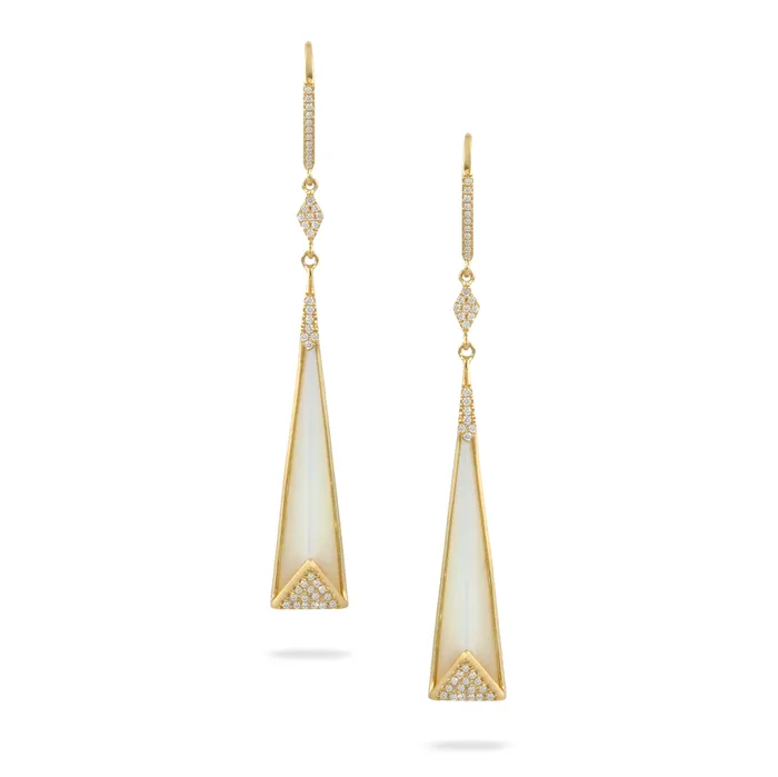 Doves 14k Yellow Gold Mother of Pearl Dangle Earrings I7729 Earrings