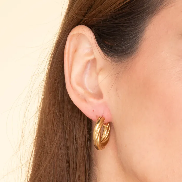 Earrings Camile Stone Amalia Twist Hoop Earrings