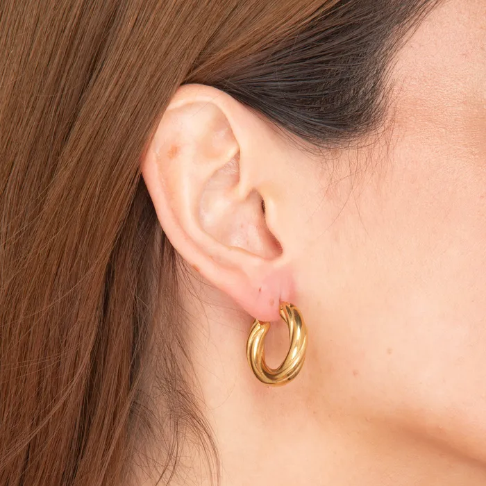 Earrings Camile Stone Amalia Twist Hoop Earrings
