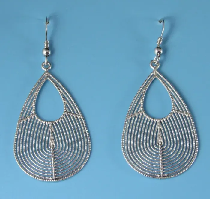 Earrings Dobbs Sterling Silver Rhodium Plated Textured Oval Earrings SI6635