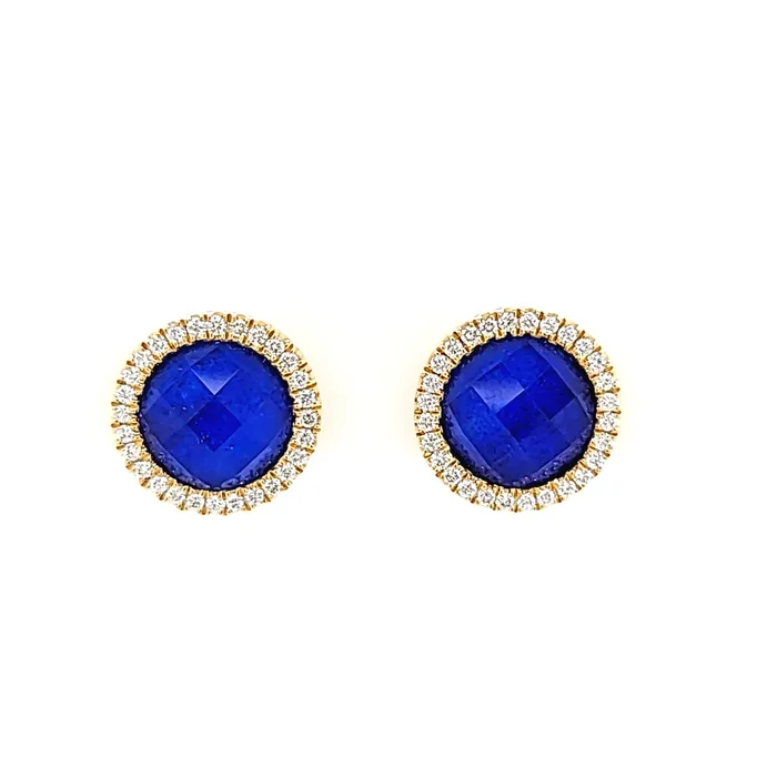 Earrings Doves 18k Yellow Gold Lapis Diamond Stud Earrings I6838