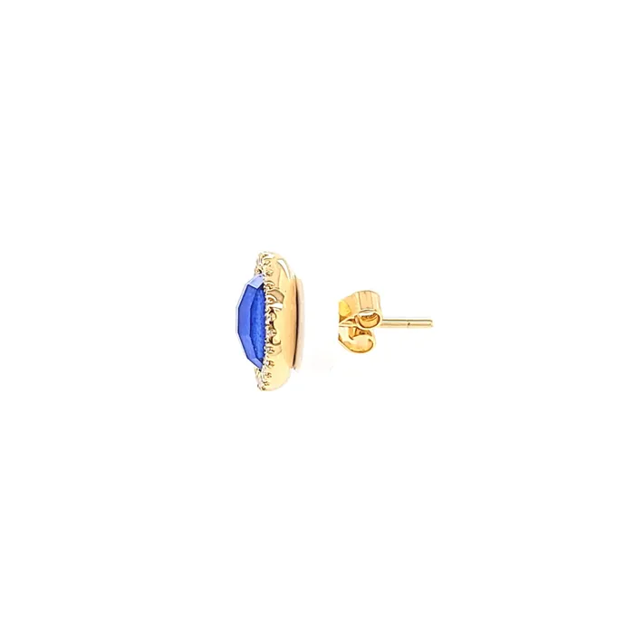 Earrings Doves 18k Yellow Gold Lapis Diamond Stud Earrings I6838