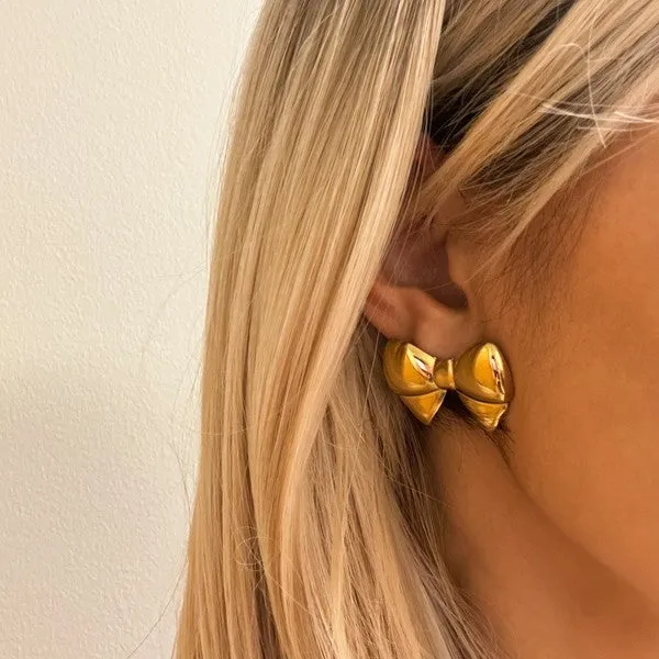 Earrings Ellison and Young Puffy Golden Bow Stud Earrings