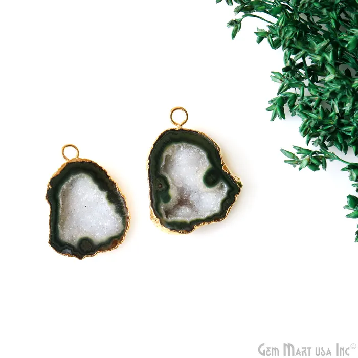 Earrings GemMartUSA Geode Druzy 32x24mm Organic Gold Electroplated Single Bail Gemstone Earring Connector 1 Pair Earrings GemMartUSA Geode Druzy 32x24mm Organic Gold Electroplated Single Bail Gemstone Earring Connector 1 Pair